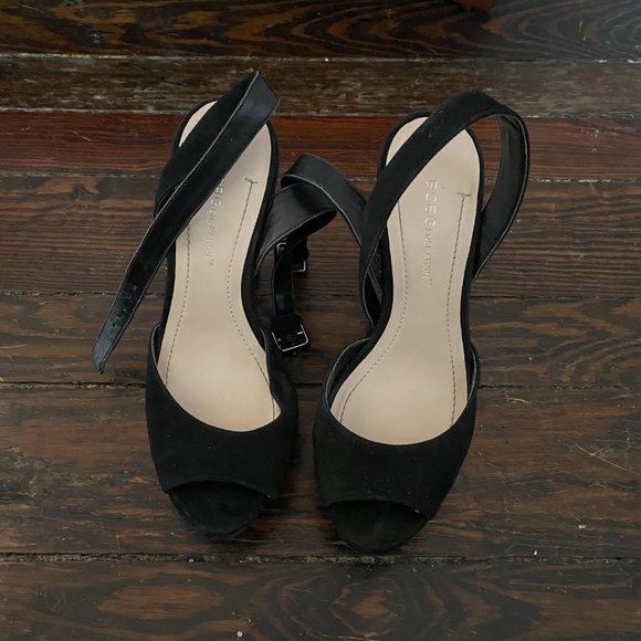 BCBG Black Platform Heels with Ankle Strap - Picture 2 of 2